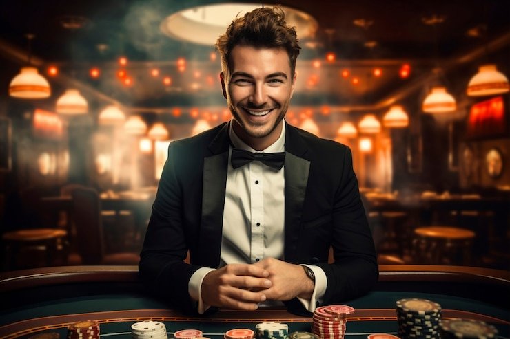 Pengguna menikmati live casino di perangkat mobile dengan tampilan modern dan responsif